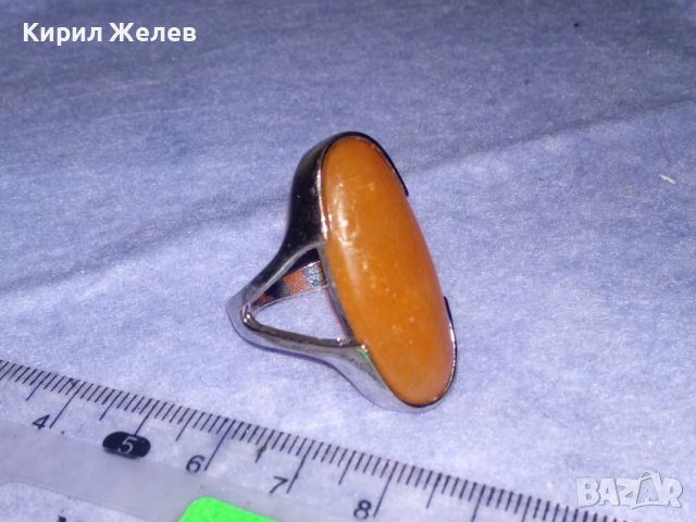 СТАР СРЕБРИСТ МЕДЕН ВИНТИДЖ ПРЪСТЕН с КАТАЛИН 36615, снимка 9 - Пръстени - 39747689