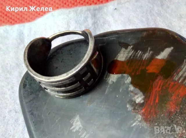 СТИЛНО АРТ ОРНАМЕНТИРАН СРЕБЪРЕН ПРЪСТЕН ЛАКИРАНО СРЕБРО ВИСОКА ПРОБА РЪЧНА ДИЗАЙНЕРСКА РАБОТА 46796, снимка 9 - Пръстени - 50023706