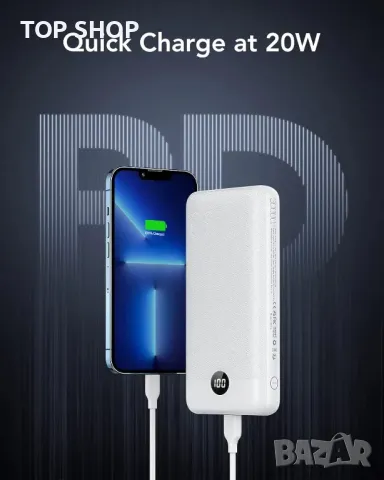 Външна батерия VEGER Power Bank 30000mAh, 20W, PD 18W QC 3.0 USB C с 4 изхода и 2 входа, снимка 2 - Външни батерии - 49636813