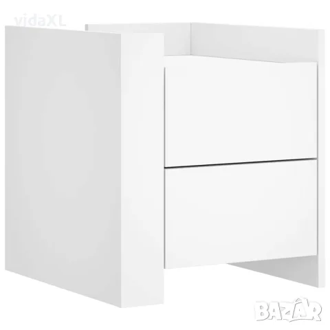 vidaXL Нощно шкафче, бяло, 45x50x50 см, инженерно дърво