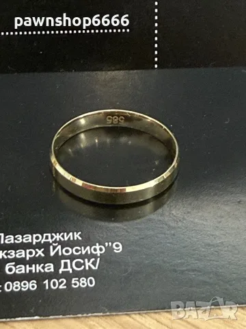Златна халка 14 карата 585 проба с тегло 1,35 грама , снимка 2 - Пръстени - 56159885