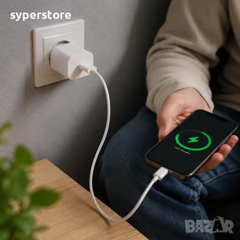 Зарядно за телефон 220V Digital One SP01492, 35W USB-C Power Adapter с кабел USB-C към USB-C, снимка 2 - Оригинални зарядни - 55979492