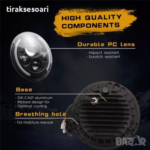 НОВ МОДЕЛ 200W Фарове за Lada Niva 7 инч Jeep Cherokee Wrangler, снимка 6 - Аксесоари и консумативи - 41591334