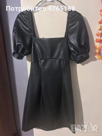 Черна кожена рокля H&M, снимка 2 - Рокли - 53837262
