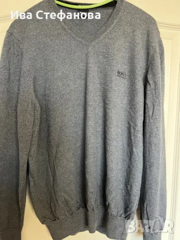 Нов 100 % оригинален марков тънък сив пуловер блуза Hugo Boss, снимка 8 - Блузи - 48199431