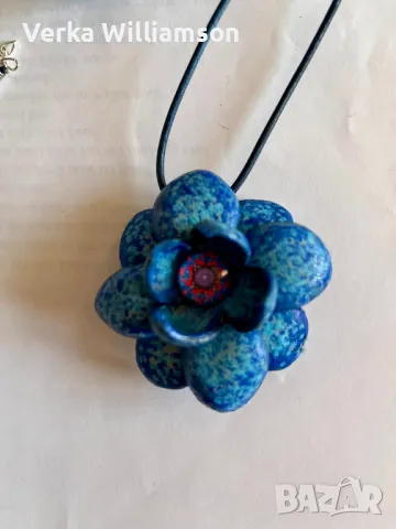 Син комплект колие с пръстен от естествена кожа модел 62, снимка 2 - Бижутерийни комплекти - 49063232