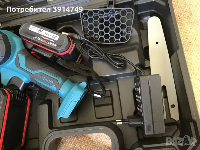 Немска акумулаторна верижна резачка / трион за клони; включени предпазител и ДВЕ батерии, 100% НОВА!, снимка 2 - Други инструменти - 49097428