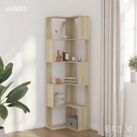vidaXL Ъглова етажерка 5 рафта сонома дъб 50x50x179 см инженерно дърво, снимка 3 - Етажерки - 56148186