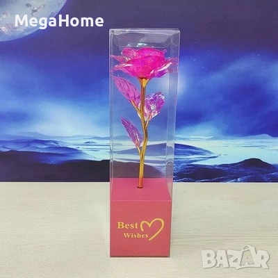 Декоративна цветна роза „Best Wishes“ със златно стъбло, Различни цветове, снимка 2 - Декорация за дома - 53092610