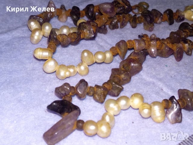 СТАРО СКЪПОЦЕННО КОЛИЕ ЕСТЕСТВЕНИ РЕЧНИ ПЕРЛИ АМЕТИСТ и ПАТИНИРАН МЕТАЛ 38887, снимка 11 - Антикварни и старинни предмети - 41865435