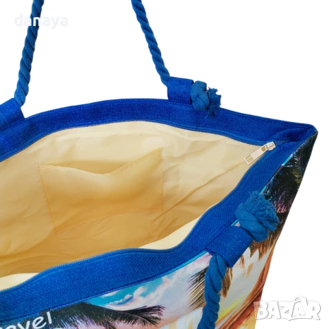 5956 Текстилна плажна чанта с цип Summer, снимка 4 - Чанти - 50711004
