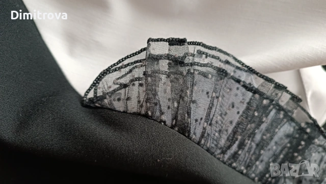 Елегантна рокля в черно и бяло с дантелен елемент, снимка 8 - Рокли - 53223362