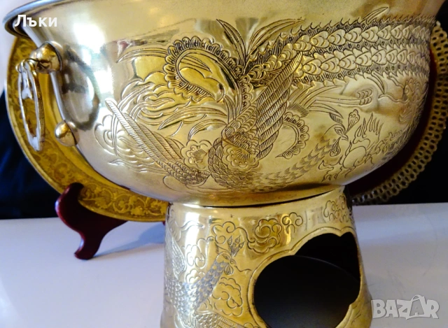 Китайско бронзово барбекю,тенджера на дървени въглища. , снимка 9 - Антикварни и старинни предмети - 53773424