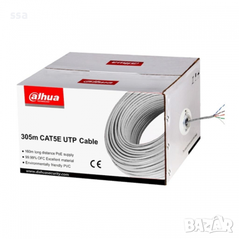 Пач кабел Dahua, UTP, cat.5e, 305м, бял, Лан кабел, снимка 3 - Други - 36186764