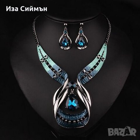 Стилно колие и обици - комплект, снимка 5 - Бижутерийни комплекти - 34520722