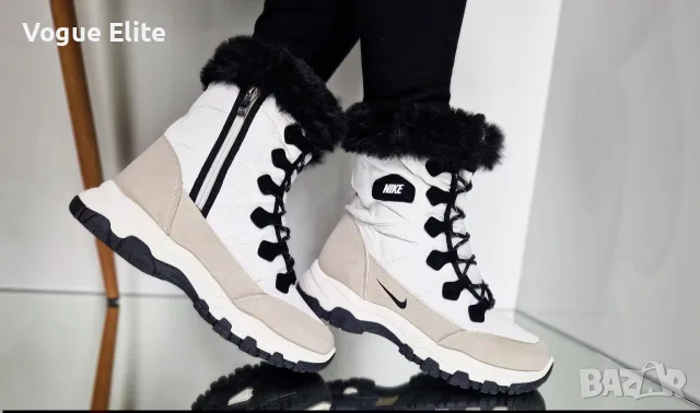 Намаление на дамски зимни боти с пух Nike в бяло, снимка 3 - Дамски боти - 56138671