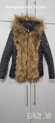 зимно вталено яке с пух и сваляща качулка , снимка 2 - Якета - 47830685