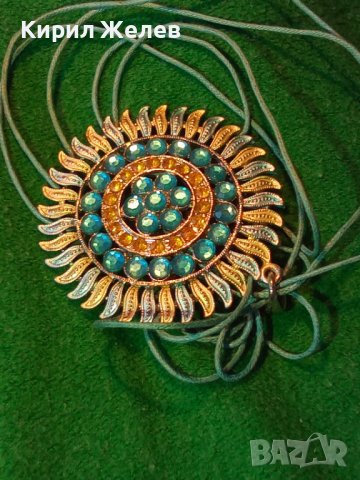 ПОСРЕБРЕН ФЛОРАЛЕН КРИСТАЛЕН БЛЕСТЯЩ АРТ МЕДАЛЬОН КОЛИЕ 33119, снимка 3 - Колиета, медальони, синджири - 39190871