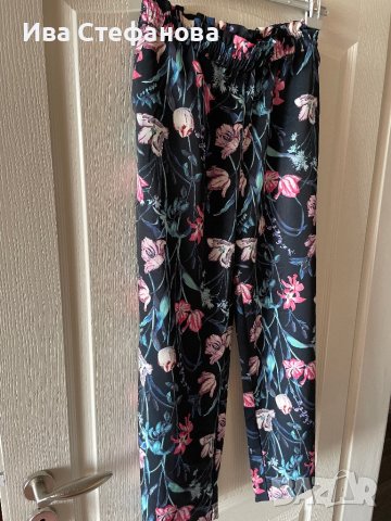 Нов спортно елегантен панталон флорален десен градински цветя XL ХЛ , снимка 1 - Панталони - 41352183