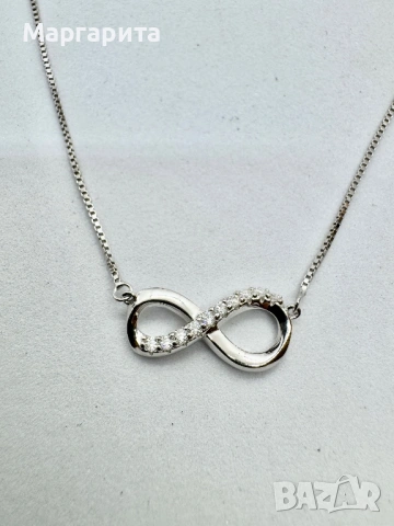 Сребърно колие с мойсанит (диамант) 10 камъка по 0.015 карата, снимка 5 - Колиета, медальони, синджири - 53785316