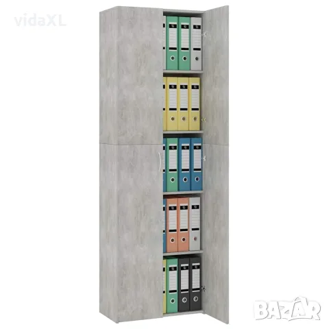 vidaXL Офис шкаф, бетонно сив, 60x32x190 см, инженерно дърво, снимка 4 - Столове за офис - 56147742