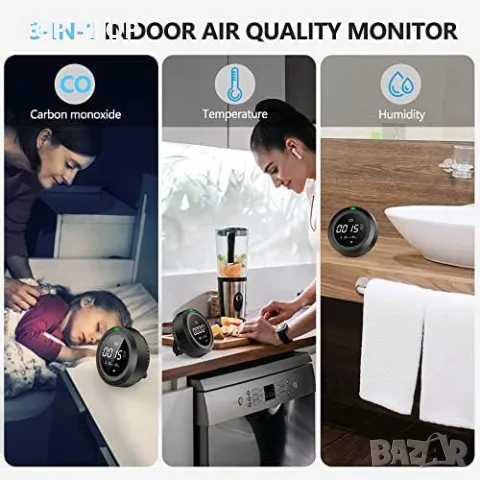 Нов Преносим детектор за въглероден окис CO аларма и измервател Безопасност, снимка 9 - Други стоки за дома - 49549517