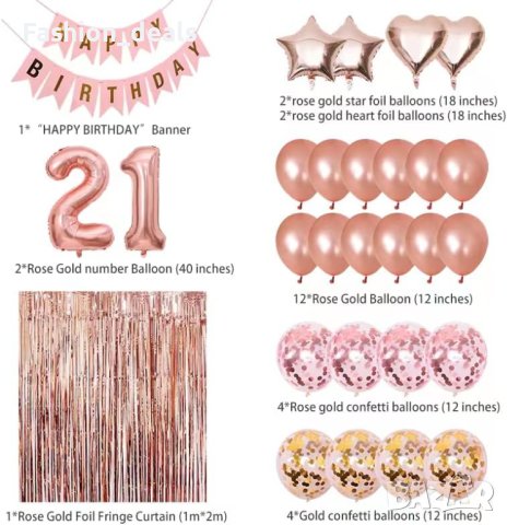 Нов Комплект декорации / украса за рожден ден Парти Балони 21 години, снимка 2 - Други - 41292050