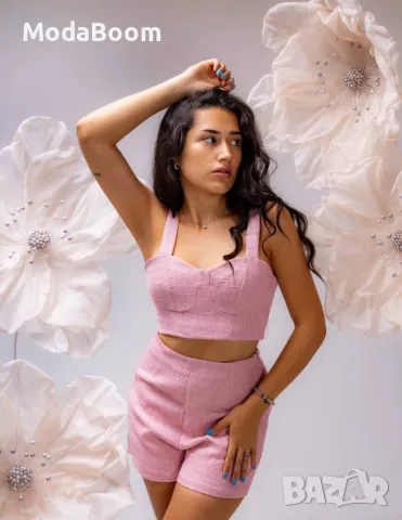 Модерен розов дамски комплект 