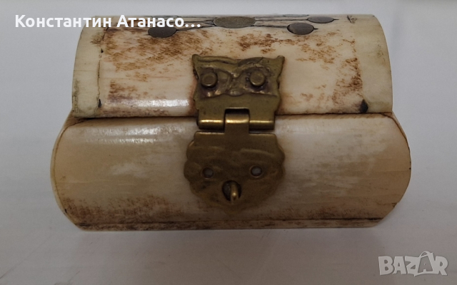 Стара кутийка от кокал и месинг, снимка 3 - Антикварни и старинни предмети - 44535982