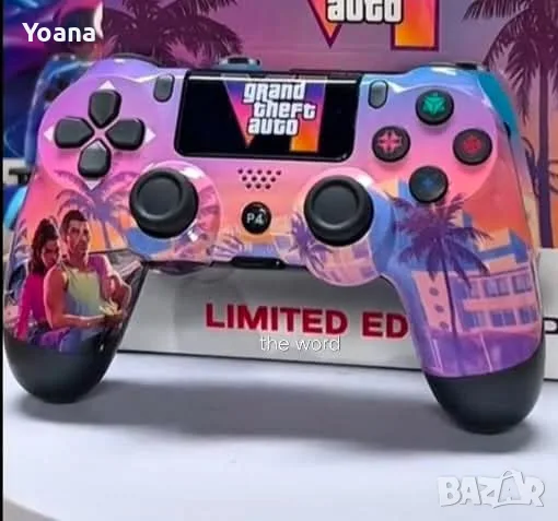 Безжичен джойстик за PS4 с тъчпад, вибрация и LED осветление – FC25 / GTA дизайн, снимка 2 - Аксесоари - 55725442