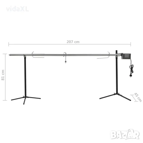 vidaXL Шиш за чеверме с мотор, неръждаема стомана, 207x45x81 см, снимка 7 - Барбекюта - 56147632