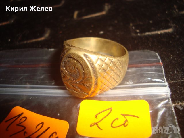 СТАР ПОЗЛАТЕН БРОНЗОВ ПРЪСТЕН ФЛОРАЛНО ОРНАМЕНТИРАН РЪЧНА МАЙСТОРСКА ИЗРАБОТКА МАСИВЕН 9635, снимка 7 - Пръстени - 33789806