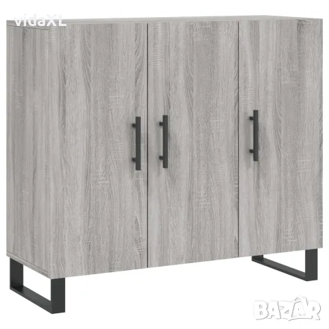 vidaXL Сайдборд, Сив сонома, 90x34x80 см, инженерно дърво
