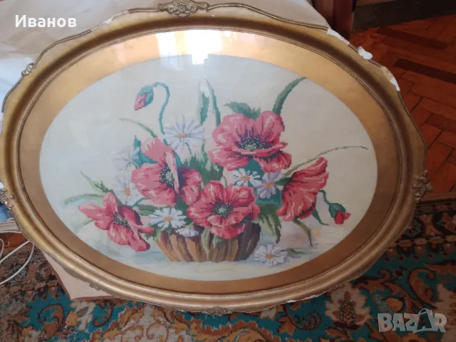 Гоблен  "Макове"  продавам, снимка 3 - Гоблени - 48960559