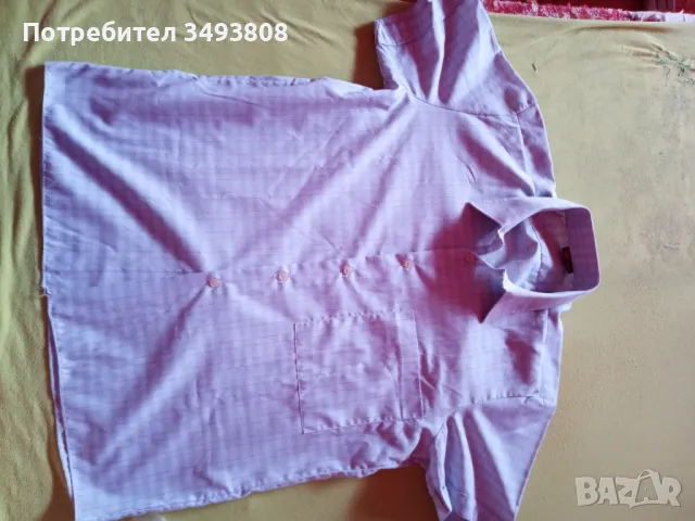 Памучна мъжка риза с къс ръкав 