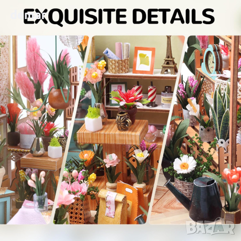 HooySprs Направи си сам комплект мини къща за кукли с мебели и оранжерия, снимка 5 - Други - 44535374