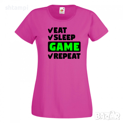 Дамска тениска Game 6 Eat,Sleep,GameRepeat,Ядене,Спане,Геймс, снимка 6 - Тениски - 36420394