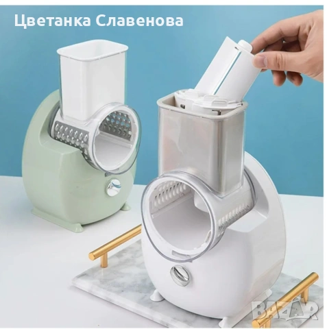 Електрическа кухненска машина за рязане на зеленчуци, ренде за сирене, за картофи, репички, лук, снимка 2 - Кухненски роботи - 53060829
