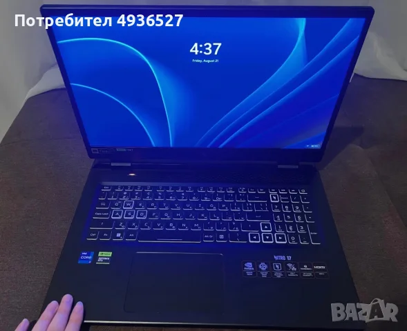 Acer Nitro 17 AN17-71 – i7-13700HX / RTX 4060 8GB / 16GB RAM / 1TB SSD / QHD 165Hz, снимка 5 - Лаптопи за игри - 55901843