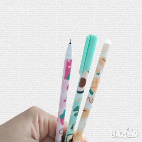 6114 Изтриваем химикал с гума тънкописец с черно мастило Плодчета, снимка 2 - Ученически пособия, канцеларски материали - 51627556