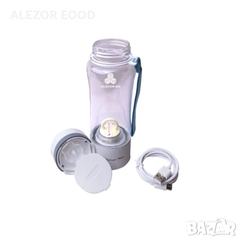 Стъклена бутилка за водородна вода, До 3500 ppb, ORP: -300 до - 600 mV, С накрайник за инхалация, снимка 2 - Други - 51107521