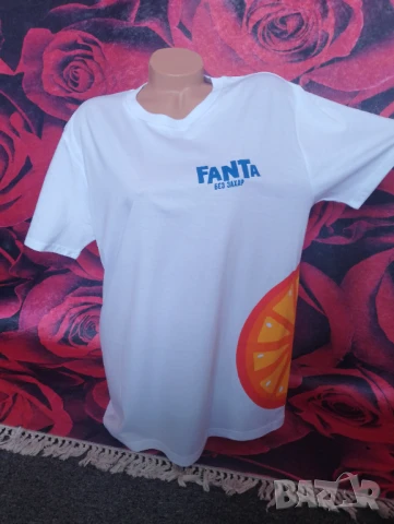 Нова Бяла тениска Fanta с щампа портокал Л