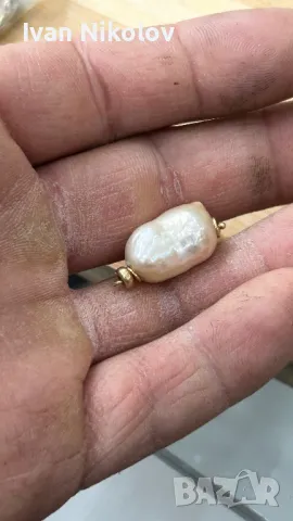 Огромна естествена перла, злато 18к, снимка 8 - Колиета, медальони, синджири - 48456689