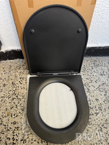 Тоалетна Седалка Relaxdays 10000121/2021 Черна Мат, Soft Close - Quick Release, Универсална D Форма!