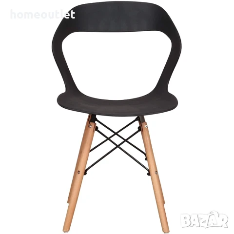 Модерни столове с крака от масивна дървесина и седалка от полипропилен, к-кт от 6 бр. LQ-266YMS-6HEI, снимка 3 - Столове - 50984976