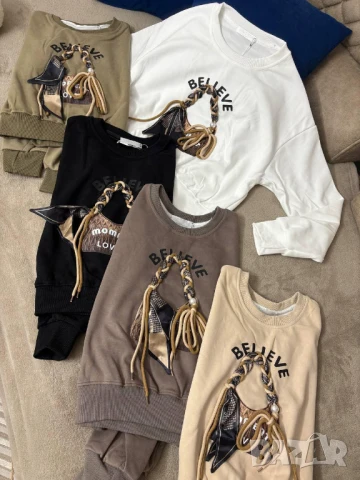 Памучна блуза с 3Д декорация , снимка 2 - Блузи с дълъг ръкав и пуловери - 50922440