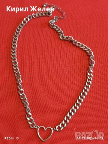 Романтично колие във формата на сърце ❤️ сребрист цвят стил и елегантност 51912