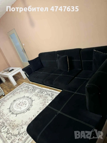 Черен ъглов диван, снимка 4 - Дивани и мека мебел - 53609357