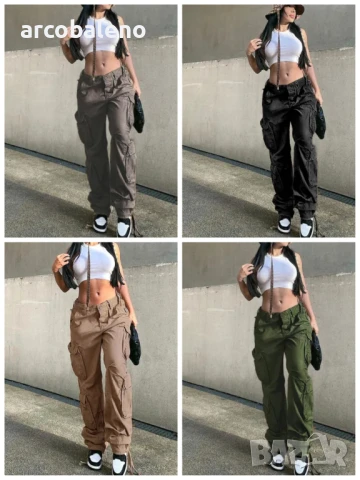 Дамски прави свободни широки ретро панталони Daddy Cargo, 4цвята 