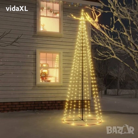 vidaXL Конусовидна елха, топло бяло, 732 LED, 160x500 см(SKU:343494), снимка 2 - Други - 52624104